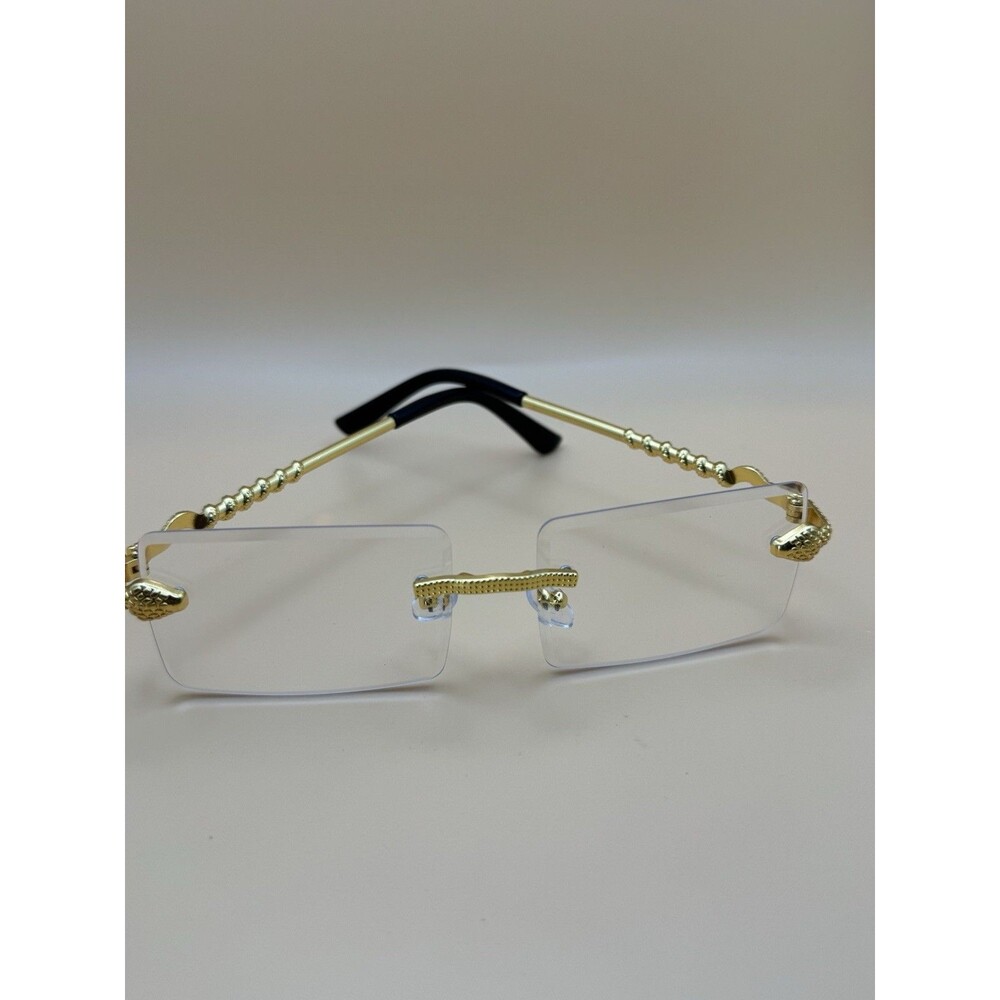 Gold Snake Rimless Clear Glasses Vintage Hip Hop⁠
